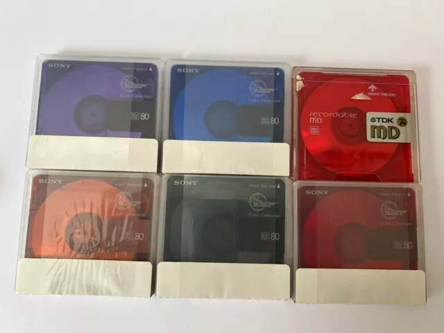 5x MiniDiscs (MD) von Sony original verpackt -neu- 80Min, 1x TDK 74 Min