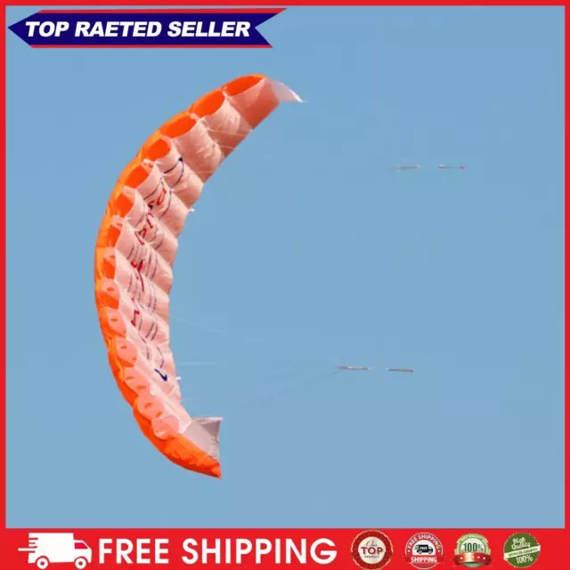 Dual Line Stunt Parafoil Parachute Rainbow Sports Beach Kite (Orange) ♪