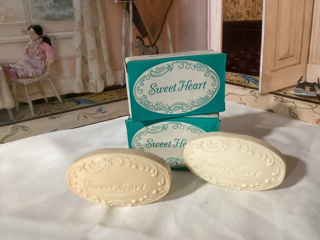 Jabón de belleza suave vintage Sweetheart barra floral con caja original