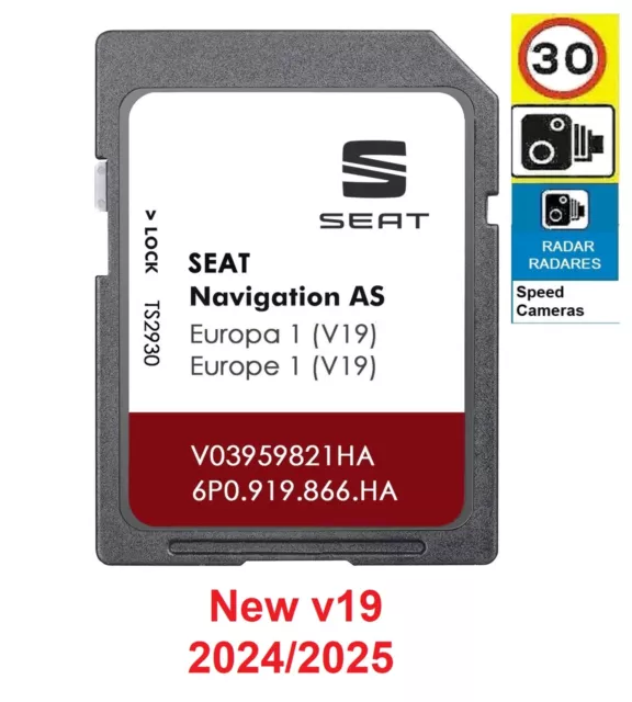 SEAT Tarjeta SD map New v19 2024 2025 AS MIB2 32GB Europa + Radar Speedcam