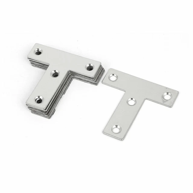 50mmx50mm T Shaped Stainless Steel Angle Bracket Corner Brace Silver Tone 8 Pcs