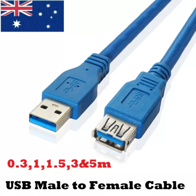 USB 3.0 HIGH Speed Male to Female Extension Cable Cord Lead  For Laptop PC AUS