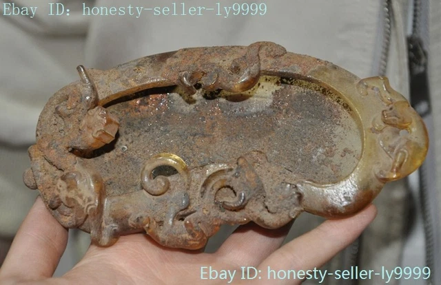 5.4"Old China Glass Carved Fengshui Beast Animal Pen wash Ashray statue
