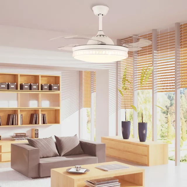 42 Inch LED Ceiling Fan with Remote Control Chandelier Retractable Blades SALE!!