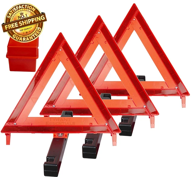 TYRANT Emergency Safety Warning Triangles – Roadside Kit for Car, Truck, RV Vehi