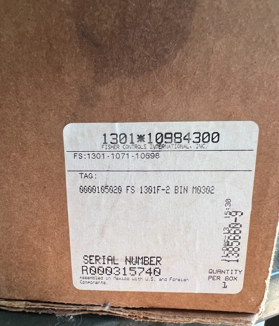 FISHER High Pressure Regulator 1301F-2, 1301-1071-10698, - New Old Stock