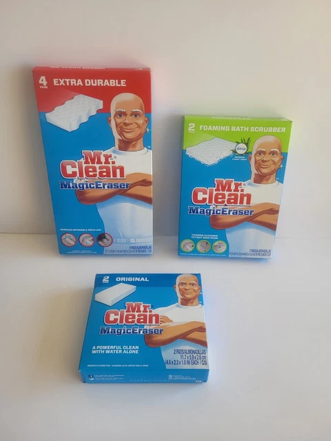 3 PAQUETES de Borradores Mágicos Mr. Clean - ORIGINALES / EXTRA DURADEROS / DEPURADORES DE BAÑO