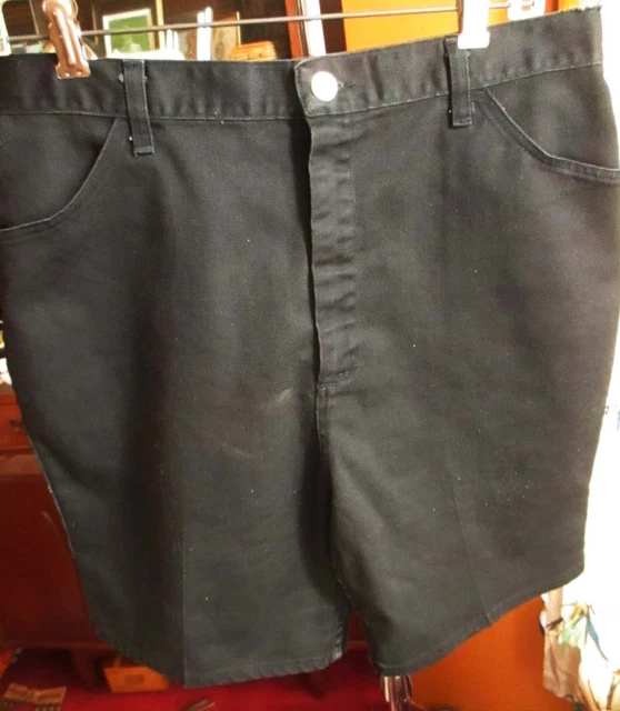 31 Waist SMALL True Vtg 1970s Mens RUGGED BLACK SEARS Steel Talon Zip Shorts