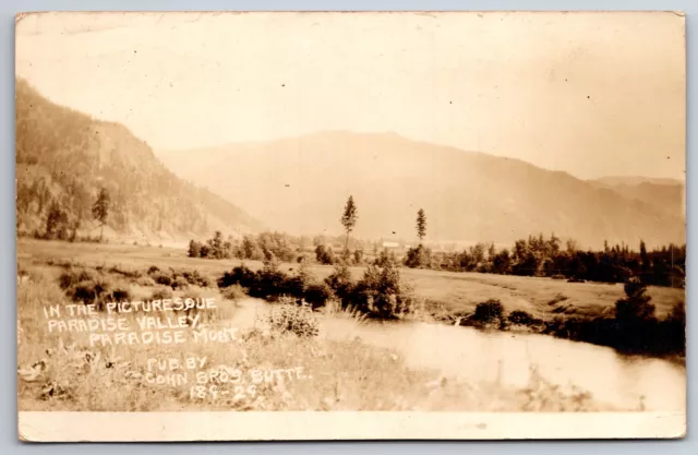 Paradise Montana~Picturesque Paradise Valley~Stream~1912 RPPC