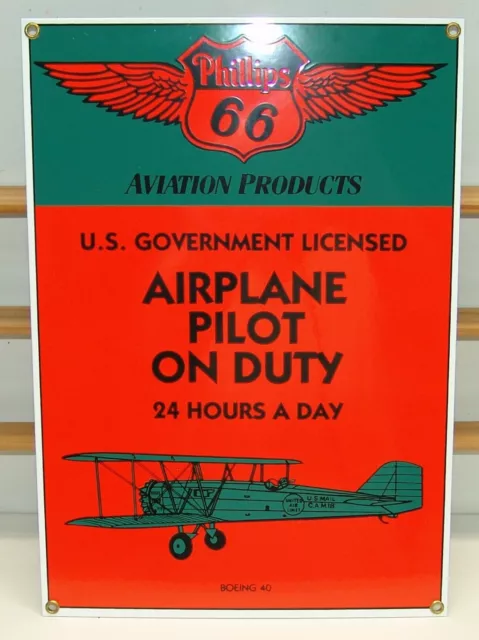 Phillips 66 Aviation Product Gasoline Porcelain 9.5" X 13.5"" Sign Ande Rooney