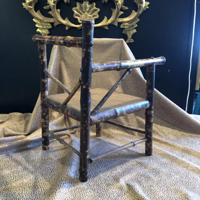 Antique Victorian Chinese Bamboo Childs or Doll Corner Chair 3