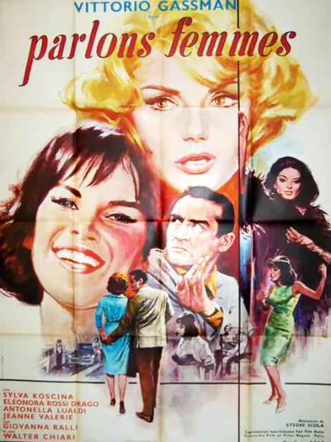 Affiche Pliée 120x160cm PARLONS FEMMES 1967 Vittorio Gassman Sylva Koscina TBE#