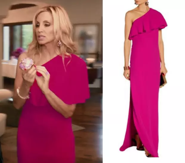 LANVIN Paris Ruffled One-shoulder Crepe Cady Gown In Fuchsia-Pink sz M  $3350 3