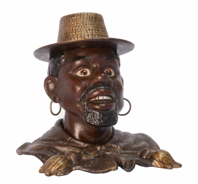 Spardose Sparbüchse Sparen Nostalgie Vintage Gußeisen farbiger Mann mit Hut