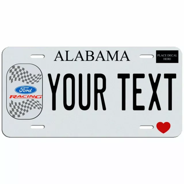 Alabama Ford Racing Custom Personalized license plate tag YOUR NAME TEXT
