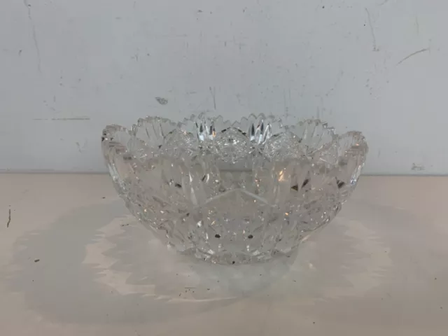 Hawkes American Brilliant Period ABP Clear Cut Glass Bowl with Scalloped Rim