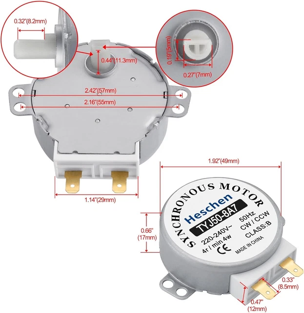HESCHEN SYNCHRONOUS MOTOR TYJ50-8A7 220-240VAC 4R/Min CW/CCW 50Hz for ...