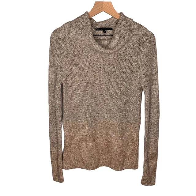 White House Black Market Ombre Sparkle Cowl Neck Sweater Long Sleeve Tight Knit