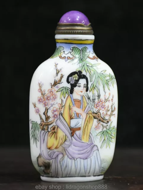 belle femme peint 7cm qianlong a marqué la chine à pékin en bouteille 2