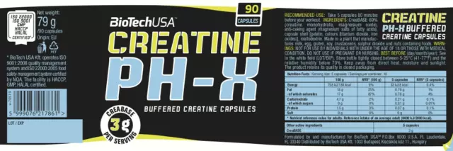 Creatine pH-X 210caps Biotech USA Creatine PH Modifié Assimilation Incroyable 2