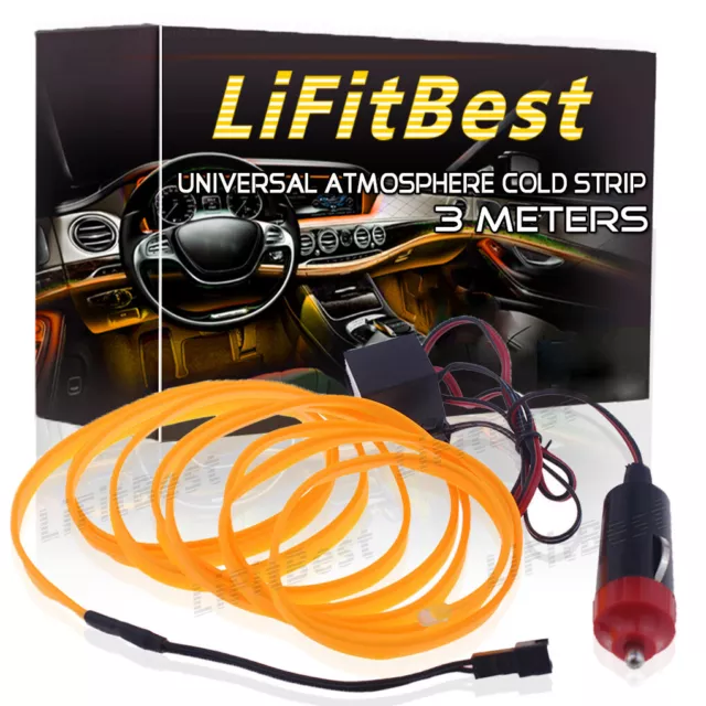 9.84ft Yellow LED Flexible EL Atmosphere Neon Glow Strip Light Dance Party Decor