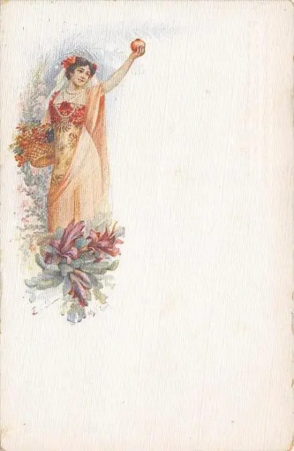 Cpa Illustrateur Signe Figurant Les Saisons Fruits Dans Le Gout Art Nouveau 1900