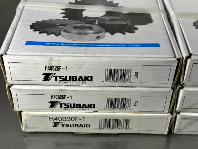 (6) Tsubaki Sprocket H40B26F-1-1/4, H40B26F-1, H40B30F-1 Keyed Bore Roller Chain 2