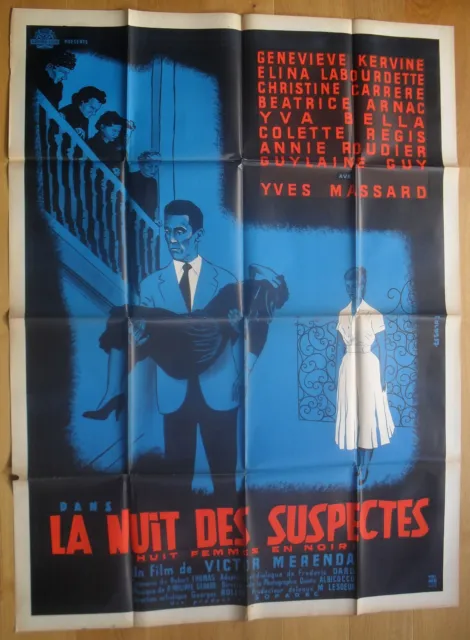 NUIT DES SUSPECTES kervine affiche cinema originale 160x120 cm '57 LITHO