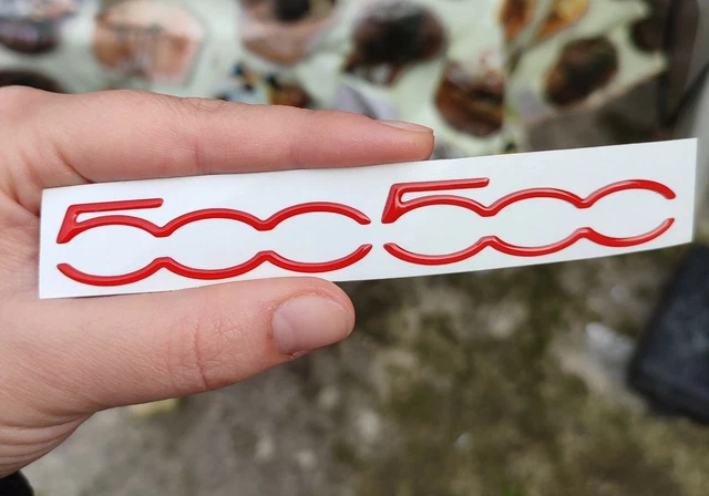 Adesivo 3D Logo Fiat Anteriore E Posteriore Per Fiat 500 - Design Tridimensionale E Flessibile, Colore Rosso - Foto 2