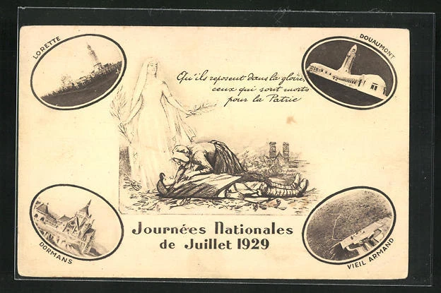 CPA Journées Nationales de Juillet 1929, Lorette, Douaumont, Dormans, Vieil Arm