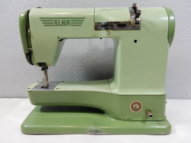 VINTAGE 1950'S ELNA SUPERMATIC SEWING MACHINE No Cords.  Told it Works, "As Is"