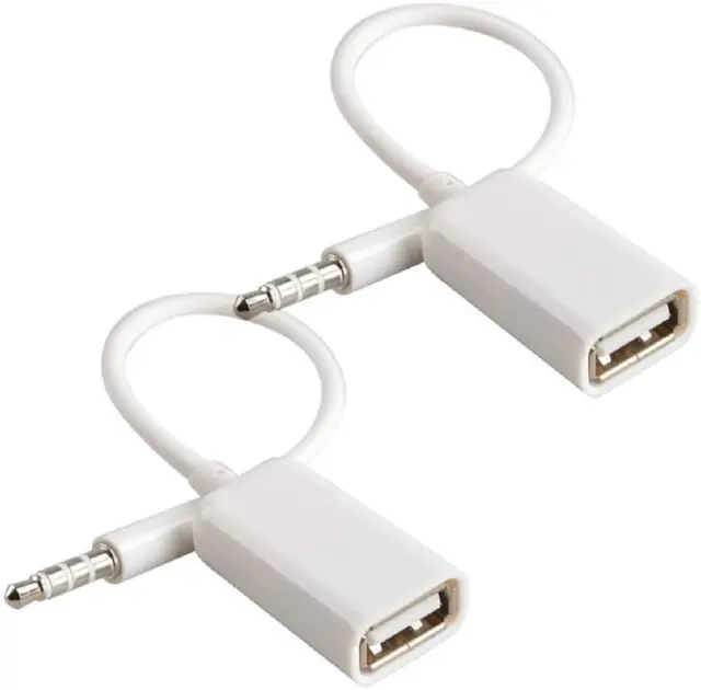 2x Adaptador AUX a USB Conector de audio auxiliar macho de 3,5 mm a convertido