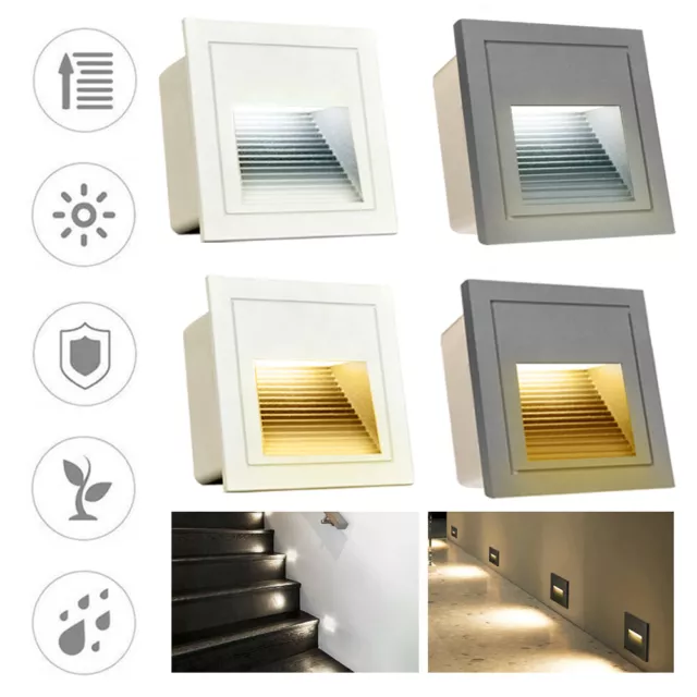 1-10x3W LED Wall Recessed Stair Step Light Pathway Corner Lamp Warm Cool White