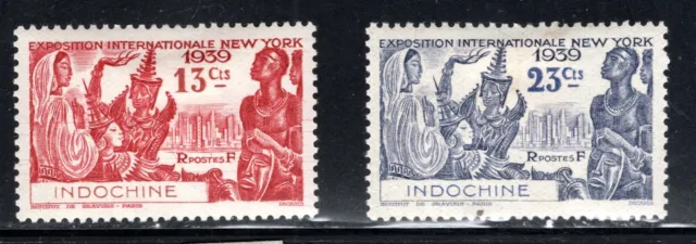 French Indo-China Stamp Scott #203-204, World's Fair Issue, MLH, SCV$2.05
