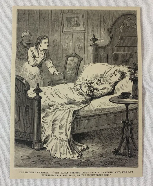 1878 Revista Grabado ~ Hechizo Chamber, Mujer Sobre Cama