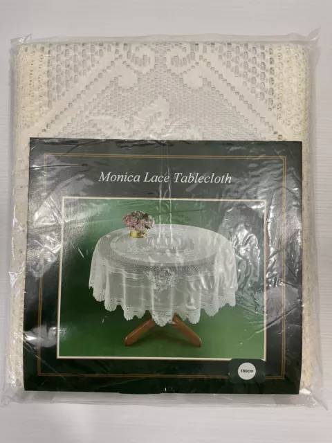Vintage Monica Lace Round Tablecloth Cream 180cm. New -Y
