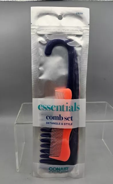 Conair Styling Essentials Comb set Blue Shower Detangle & Style Peach