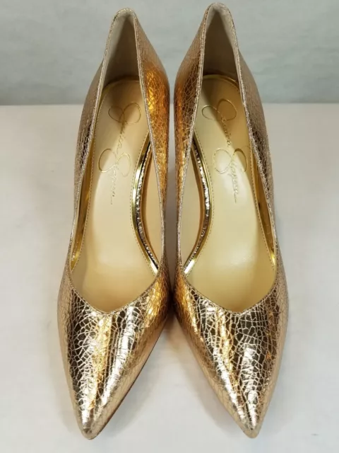 Jessica Simpson Women's Cylvie Gold Pointed Toe Stiletto Pump Heels Size 8 M