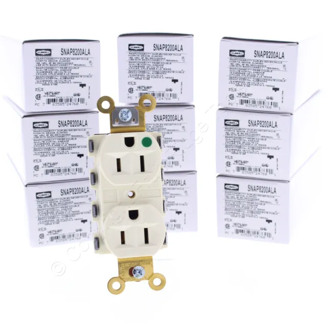 10 Hubbell Almond SnapConnect Hospital Grade Receptacles Outlet 15A SNAP8200ALA