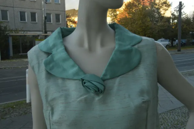 Kleid VEB elegant Berlin Mint mit Blume 60er TRUE VINTAGE 60s cocktail dress 2