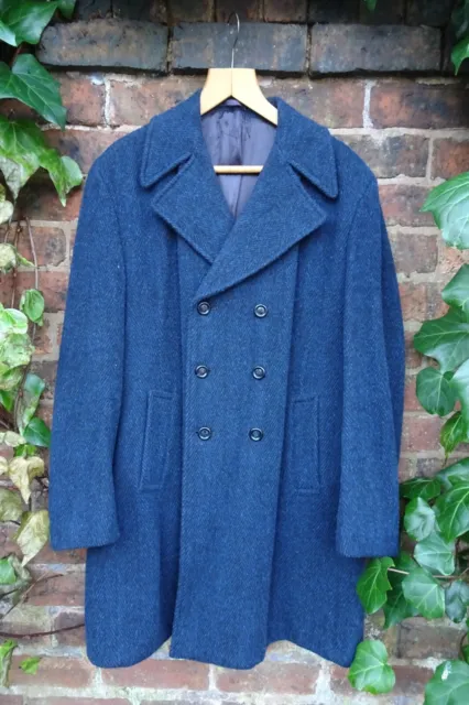Vintage 1960s *Weatherogue* Wool & Cashmere Herringbone Overcoat XL