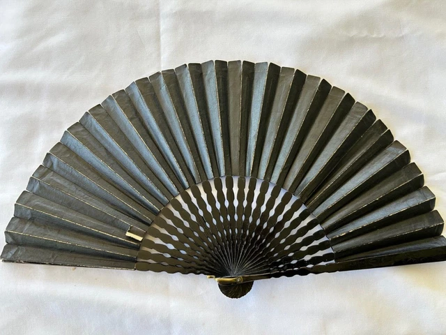 Vintage Oriental Black Hand Fan