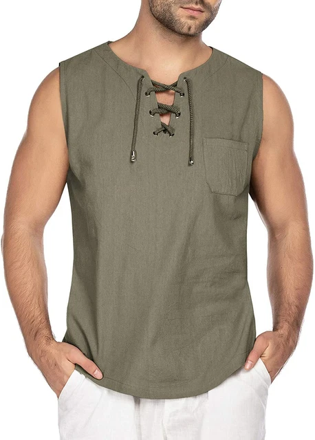 COOFANDY Mens Fashion T Shirt Cotton Tee Hippie Shirts Sleeveless Yoga Top