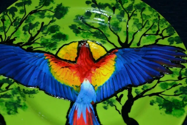 Decorative Plate Home Decor "Parrot" Hand Painted Plate, Gift