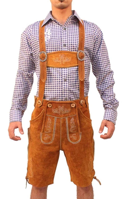Men Short Lederhosen Dark brown Oktoberfest Lederhosen Trachten Short Lederhosen