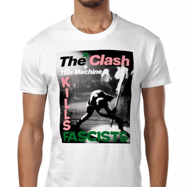 The Clash t-shirt THIS MACHINE KILLS FASCISTS London Calling Woody Guthrie quote