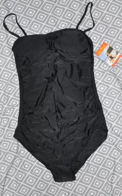 Eleganter Damen Badeanzug Schwimmanzug Einteiler Bademode Schwarz Größe 40/42