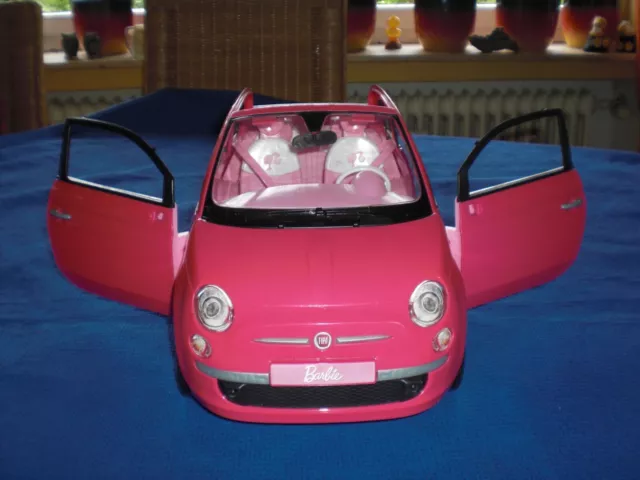 Barbie Fiat 500 Cabrio pink - innen weiß rosa - edles Barbieauto - cool !