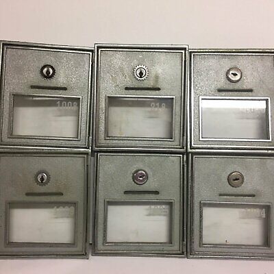 6 Vtg CORBIN Post Office Mail Box Door Heavy Nickel Plated Bronze #2 No Keys