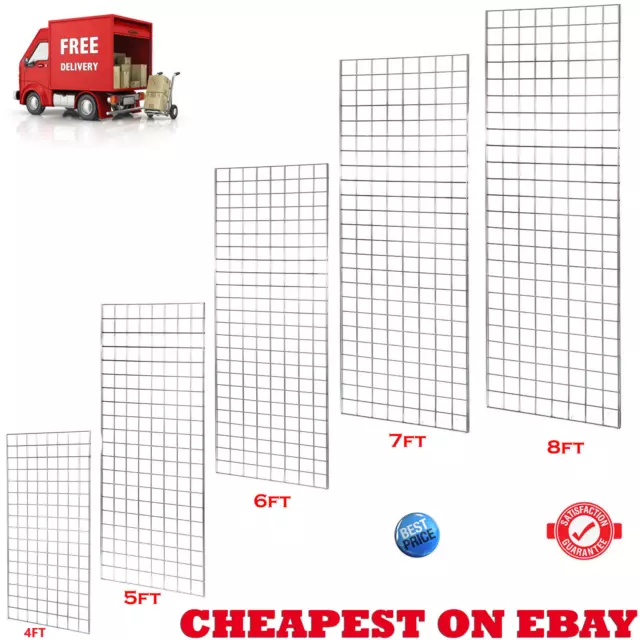 New Heavy Duty Grid Mesh Chrome Display Panel Retail Shop 5 Sizes